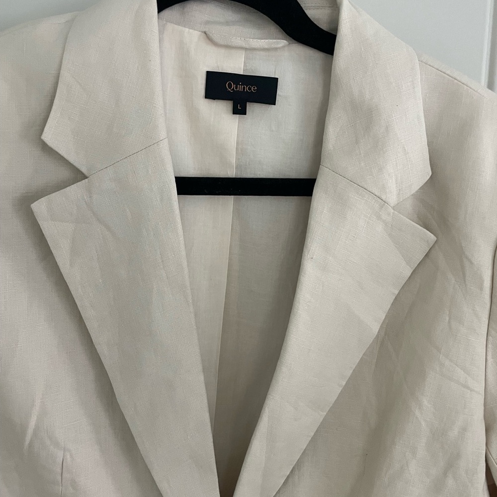 Quince Cream Single-Button Linen Blazer - Picture 4 of 9